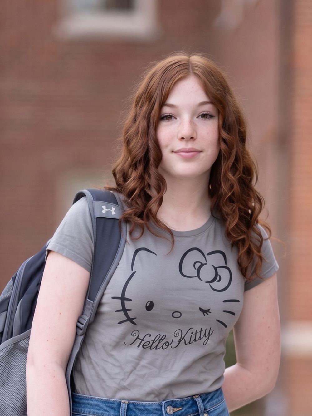 Sanrio Hello Kitty & Friends Youth/Women's Large Gray Graphic Tee Shirt Winking